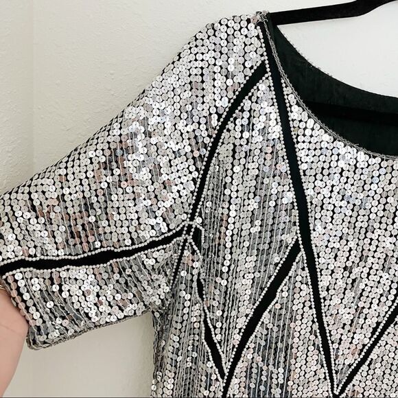 Vintage 80's Silk & Sequins Blouse - Picture 3 of 7